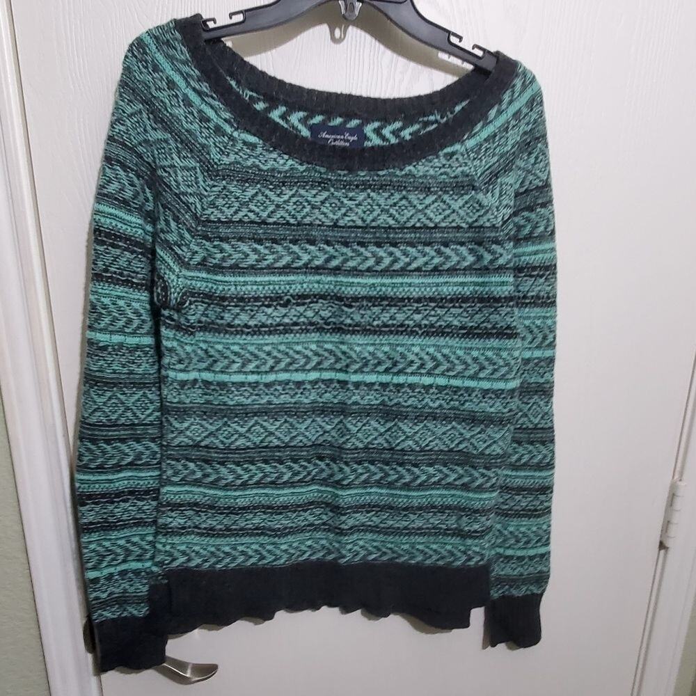 American Eagle Green wool patterned sweater